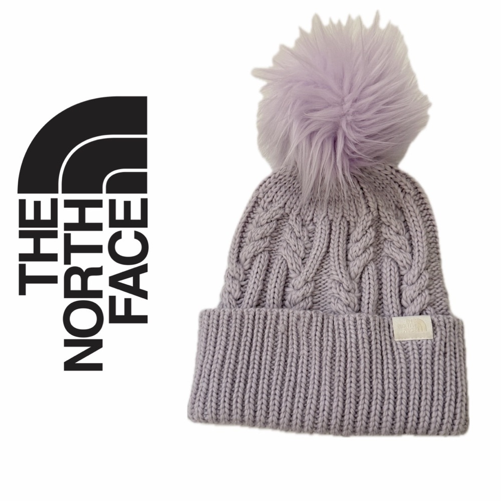 The North Face Oh Mega Fur Pom Beanie Lilac Sky Winter Luxury Cabin Cozy Core